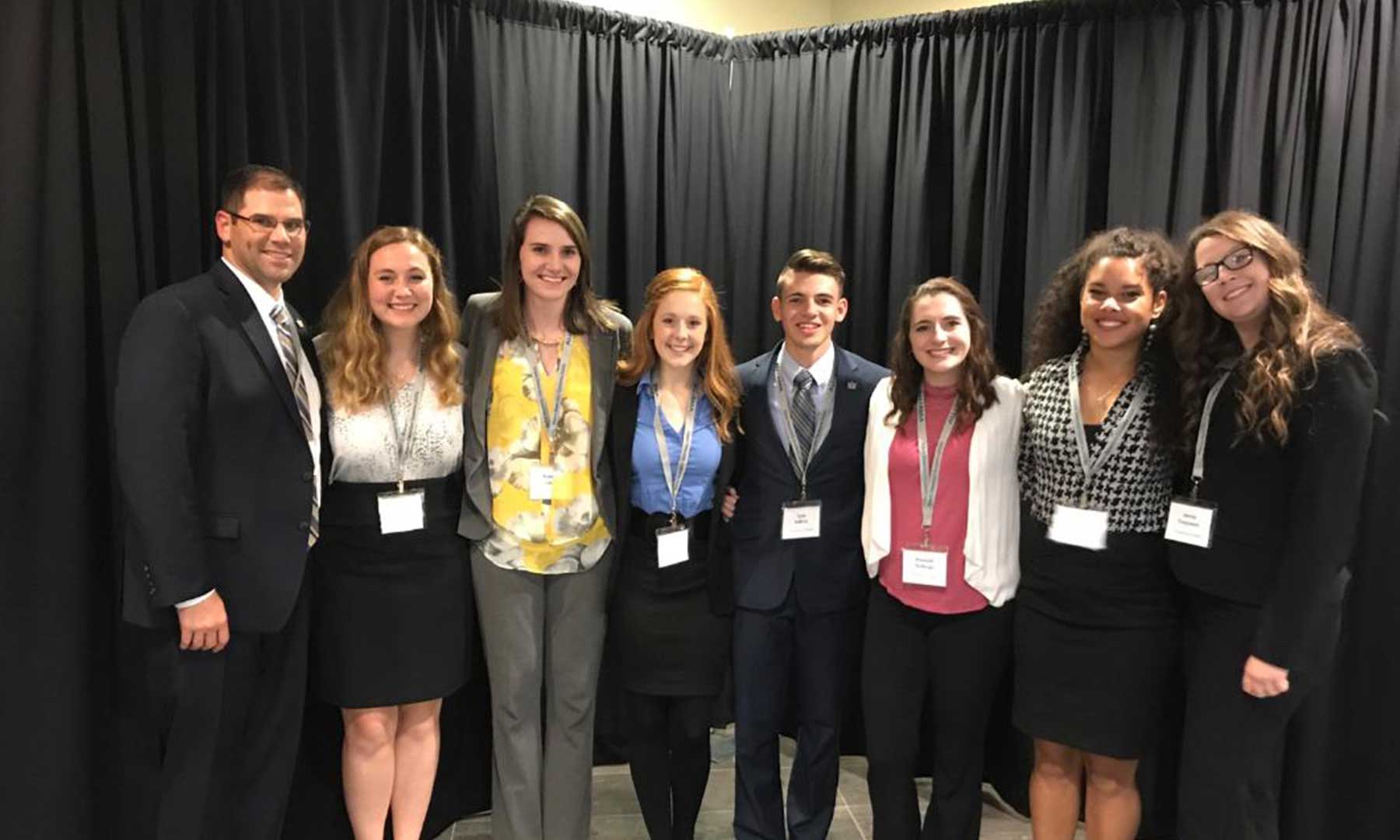 Sport and event management students network at a national conference.